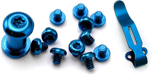 Titanium Screw Kit with Stainless Pocket Clip for Benchmade Bugout 535 (Blue)