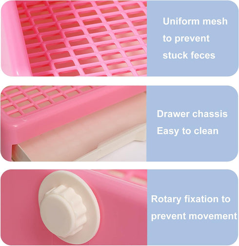 kathson Rabbit Litter Box Trainer Small Animal Potty Corner Toilet with Drawer Pet Cage Pan Litter Bedding Box