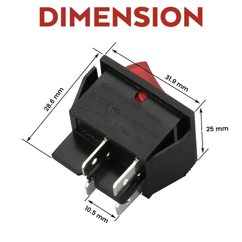 RF-1004 16A 125vac 16A 250V 4 Lighted Rocker Switch | Replacement | Treadmill Elliptical Stationary Bike | | Pin Panel