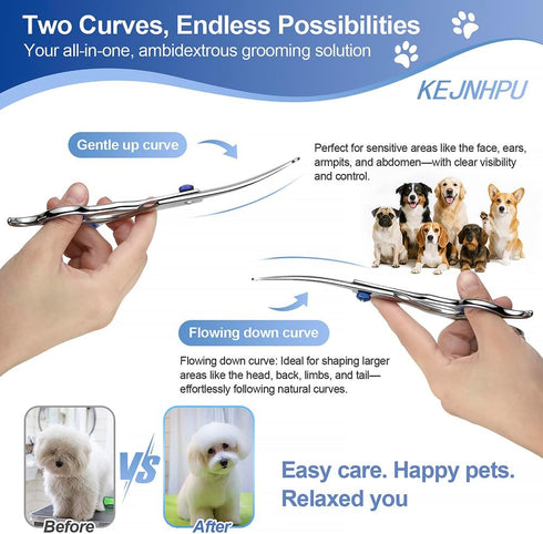 KEJNHPU 6.8 Inches, Professional Dog Grooming Kit Curved Dog Grooming Scissors with Safety Round Tips, Dog Scissors