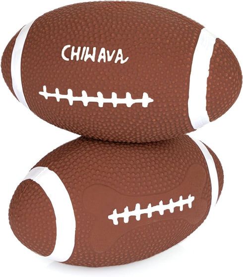 CHIWAVA 2 Pack 6" Squeaky Latex Dog Toy Balls, Football Rugbys Fetch Interactive Toy