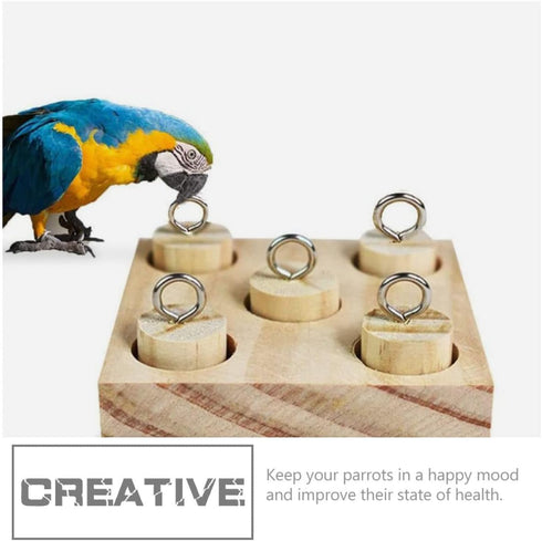 UPKOCH Wooden Parrot Puzzle Toy Interactive Bird Plaything Colorful Stacking Columns for Parrots and Birds Educational
