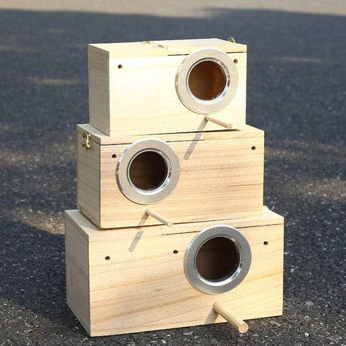 Pet Wood Parakeet Nest Box - Bird House Breeding Nesting Cage Box for Lovebirds, Cockatiel, Parrotlets