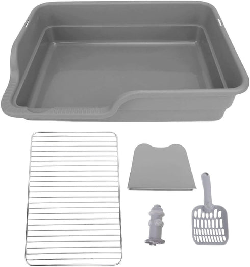 Durable Stainless Steel Dog Potty Tray for Small & Medium Breeds - Grey/Yellow