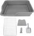 Durable Stainless Steel Dog Potty Tray for Small & Medium Breeds - Grey/Yellow