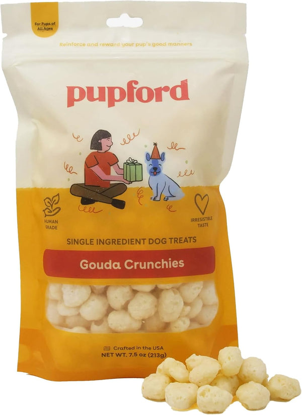 Pupford Cheese Crunchies, Premium Single-Ingredient Treat for Dogs & Puppies (Gouda, 7.50 oz)