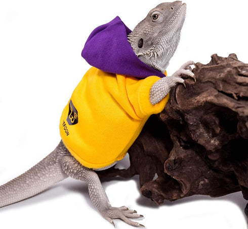 WATFOON Bearded Dragon Clothes Tank Accessories Costume Handmade Warm Coat Jacket for Small Animals (Purple/Yellow)
