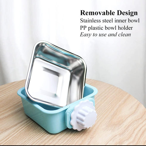 Dog Crate Bowl for Cage, 2PCS Detachable Stainless Steel Pet Food Bowls, Hanging Anti-overturning Water Feeder Container