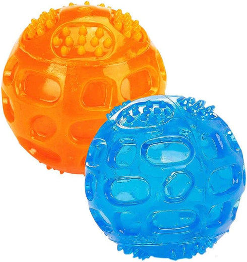 ACEONE Dog Squeaky Ball, Indestructible Bouncy Rubber Toy Balls for Small and Large Dogs, Exercise Training Playing