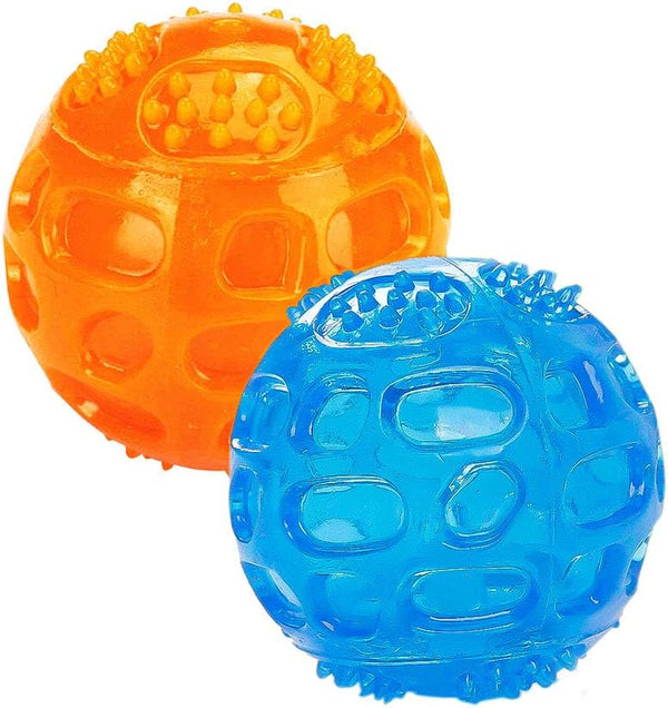 ACEONE Dog Squeaky Ball, Indestructible Bouncy Rubber Toy Balls for Small and Large Dogs, Exercise Training Playing