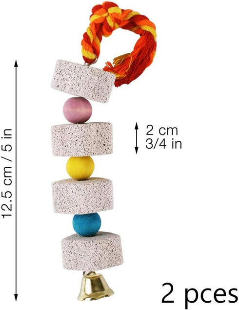 YOULJINTFA 2 Pcs Large Chicken Chewing Toy with Bell Chicken Coop Accessories Chick Beak Grinding Calcium Stone