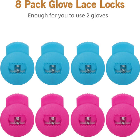 Glove Locks Baseball, 8 Pack Glove Lace Locks, Never Need Tying Knots Again, Fits All Baseball Gloves