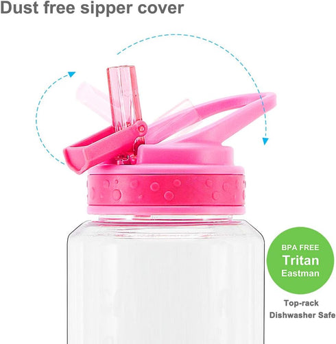 Home Tune 32oz Motivational Water Bottle with Straw & Time Marker, BPA Free, Dustproof, Leak Proof