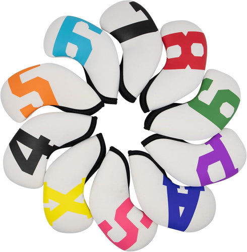 Golf Iron Covers - Colorful Neoprene Head Covers Set for 4/10pcs Golf Iron