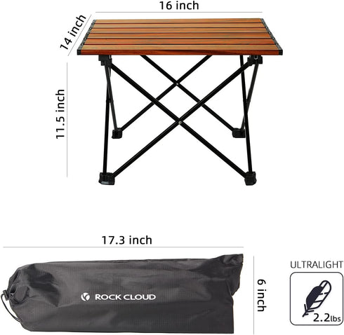 Backpacking ROCK CLOUD Portable Camping Table Ultralight Aluminum Folding Beach Table Camp for Camping Hiking Outdoor