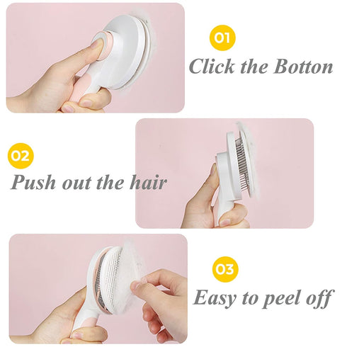 Self Cleaning Slicker Brush for Dogs and Cats - Pet Grooming Brush for Removing Undercoat, Loose Hair, Mats, Dirt