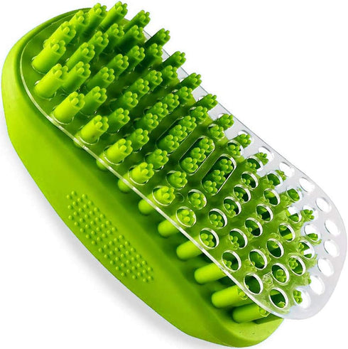 Rubber Dog Bath & Massage Brush - Cat Shampoo Scrubber with Soft Silicone Bristles for Short & Long Hair Pets