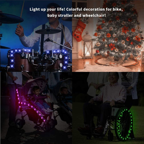 TINANA 2 Tire Pack LED Bike Wheel Lights, Ultra Bright Waterproof Spoke Lights for Night Riding Safety