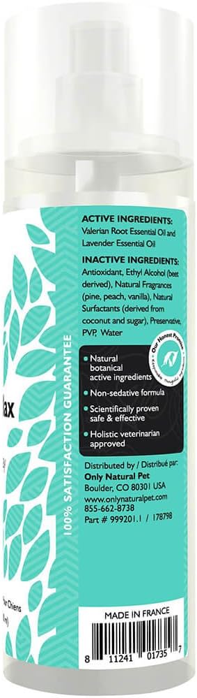 3.4 oz Only Natural Pet Just Relax Botanical Behavior Calming Spray for Dogs - Naturally Calms Anxious Behavior - Spray