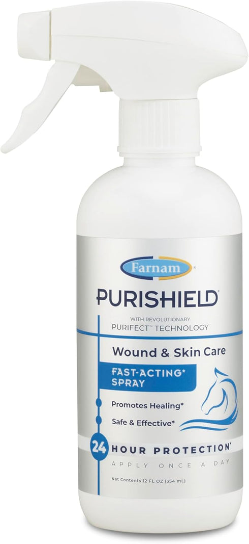 Farnam Purishield Horse Wound Care Spray, Fast-Acting for Horses, Dogs, Cats & Livestock, 24-Hour Protection