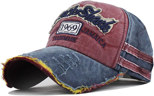 Vintage Baseball Cap - Denim Cotton Frayed Edge Sunhat Adjustable Unisex