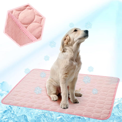 Washable Dog Cooling Mat, Ice Silk Self Cooling Pad Blanket for Dogs, Indoor & Outdoor Car Seats
