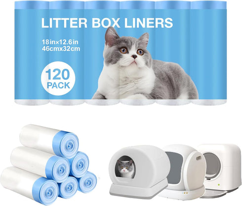 Thicken Cat Litter Bags 120 Pack, cat litter box liners, Leakproof Poop