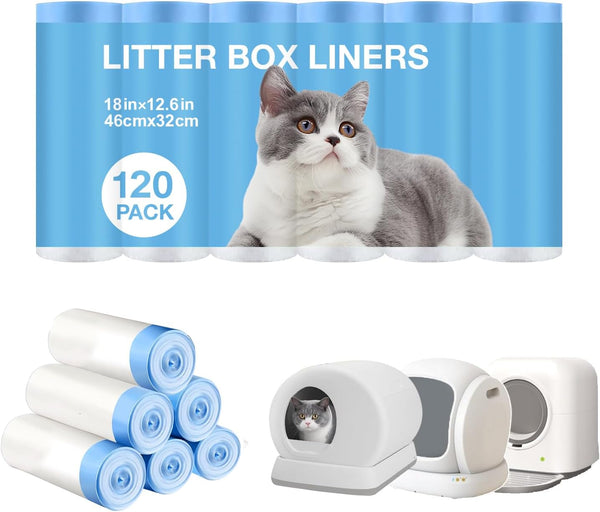 Thicken Cat Litter Bags 120 Pack, cat litter box liners, Leakproof Poop