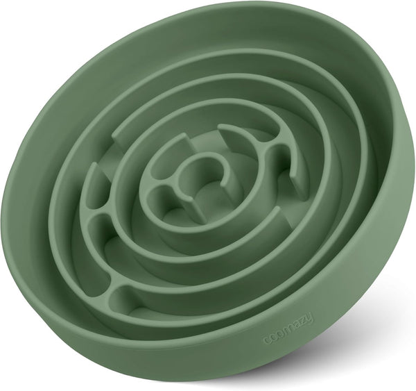 Coomazy Silicone Slow Feeder Dog Bowls with Suction Cups, Non-Slip Design for All Breed Dogs, Avocado Green