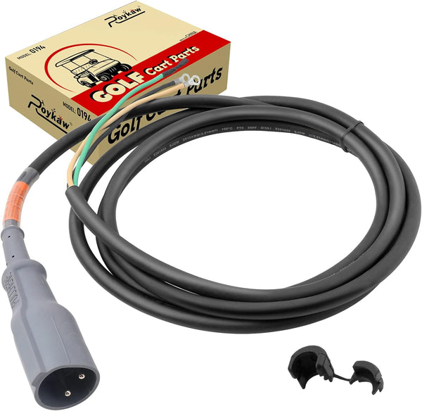 Roykaw Club Car 48V Charger Plug Cord - 3 Pin Round Plug for 1995-2014 DS & Precedent Golf Cart Models