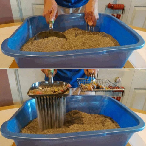 Cat Litter Scoop, Durable Metal Pet Kitty Sifter Heavy Duty with Long Handle for Easily Cleaning Litter Box