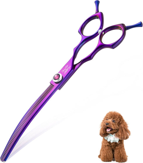 JASON 7.5" Professional Curved Thinning Shears for Dog Grooming, Japanese 440C Stainless Steel Blender Shears, 65