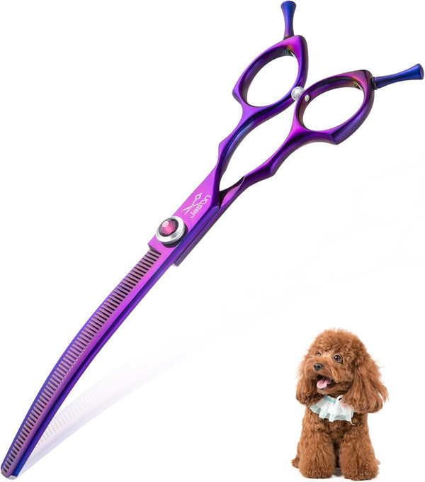 JASON 7.5" Professional Curved Thinning Shears for Dog Grooming, Japanese 440C Stainless Steel Blender Shears, 65