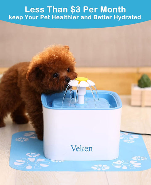 Veken 8 Pack Replacement Filters for 2.5L Automatic Pet Fountain, Cat Dog Water Dispenser