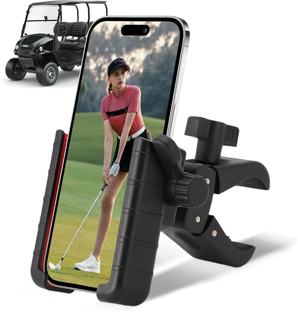 Golf Cart Phone Holder, 360 Degree Rotation Bike Phone Mount for All Smartphones and Phone Cases