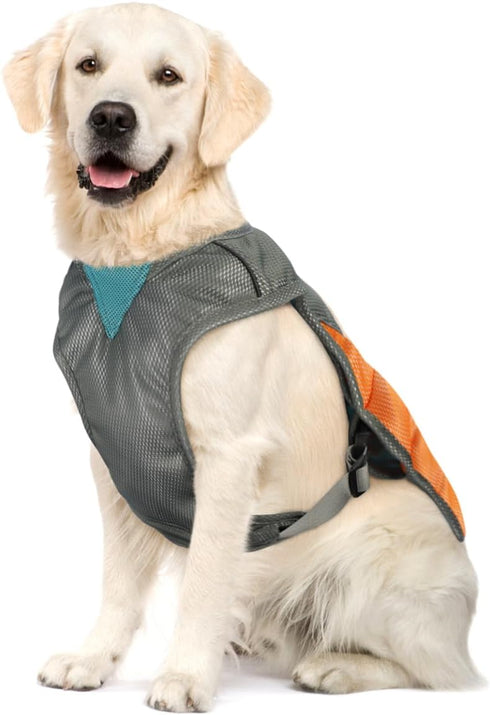POPETPOP Dog Cooling Vest, Reflective Dog Cooling Coat with Adjustable Side Straps, Pet Cooler Jacket for Small, Medium