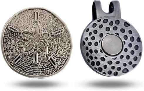 Sand Dollar Unique Magnetic Metal Golf Ball Marker Accessory with Hat Clip for Men and Women
