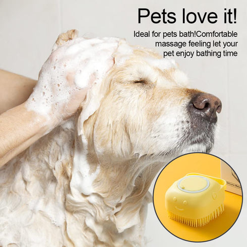 3pack Dog Bath Brush - Soft Silicone Shampoo Brush for Pet Grooming and Bath Massage with Dispenser