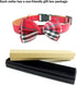 Dog Collar Bowtie - Cute Plaid Sturdy Soft Material & Leather for Small Medium Large Dogs, Adjustable 18 Colors, 3
