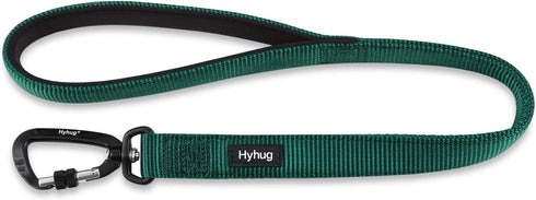 Hyhug Pets 24 Inches Heavy Duty Short Leash - Dark Green with Comfortable Handle and Lightweight Clip for Training