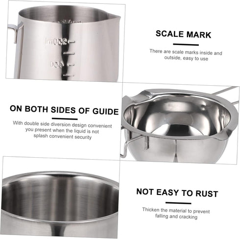 1Set Cabilock Stainless Steel Melting Pot Ergonomic Design Capacity for Butter Cheese Heating Cookware for Baking