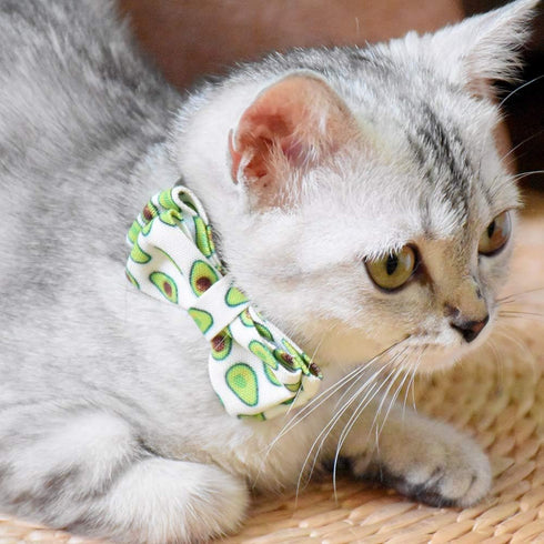 Cat Collar Breakaway with Bell and Accessories, Adjustable Printing Kitten Bowtie Collar for Kitty, 19 Colors