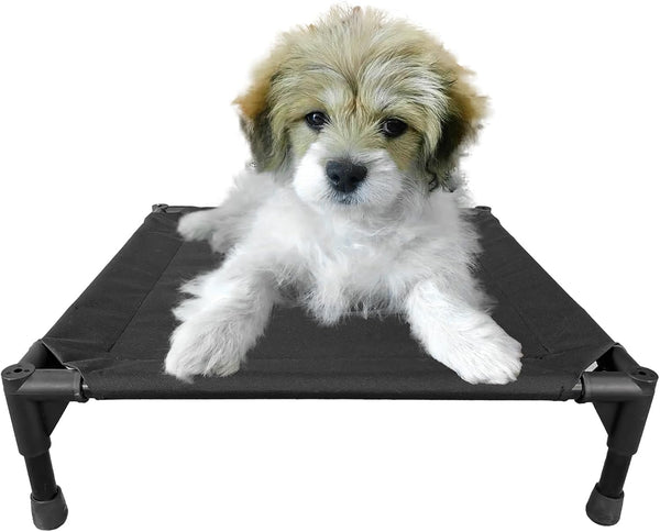 Love&go Elevated Dog Bed - Metal Frame Cooling Raised Pet Cot for Dog and Cat - Small 18.5x18.5x5.5 inch, Black