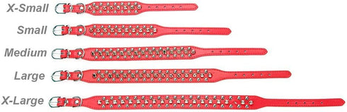 Mushrooms Spiked Rivet Studded Adjustable PU Leather Pet Collars for Dogs and Cats (Medium, Red)
