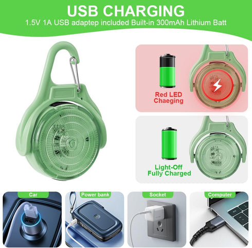 AUAUY LED Dog Collar Light - 4 Modes USB Rechargeable, IP68 Waterproof Pet Collar Light for Running Jogging Walking