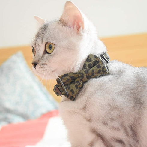 Cat Collar Breakaway with Bell and Accessories, Adjustable Printing Kitten Collar Bowtie for Kitty 19 Colors 7.5-11in