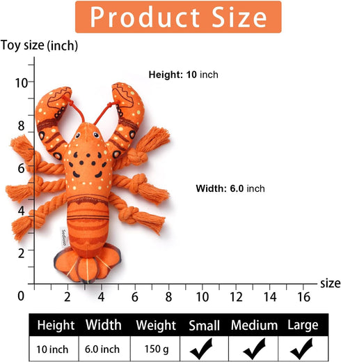 Dog Toys - Cute Plush Squeaky Toy for Large Breed, Puppy Chew Toy (Lobster)