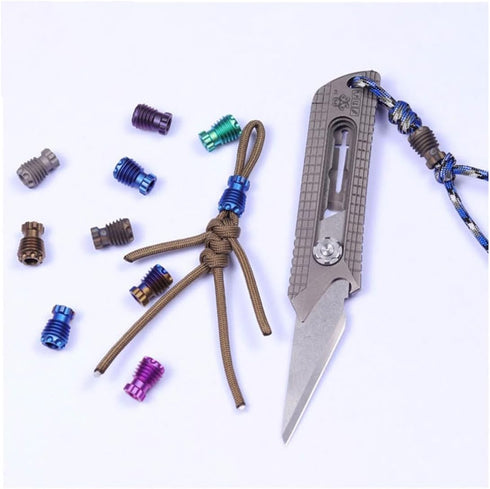 DEKEENSTAR Titanium Paracord Lanyard Beads for Knife Zipper Pull Jewelry, EDC Lanyard Beads for Pendant Flashlight