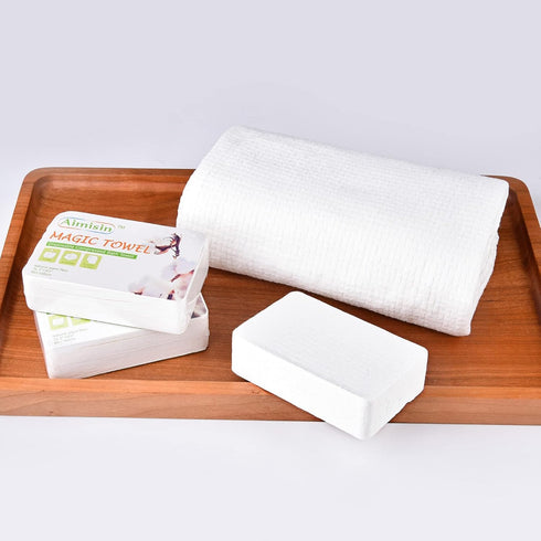 100% (L-31.5''x 63''-2pack(10pcs)) Compressed Towels Disposable Soft Durable Towels Cotton for Home Bathroom Travel