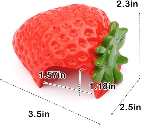 DQITJ 1 Pack Hermit Crab Hiding House Cute Strawberry Shape Rest Hideout Climbing Cave Habitat Decoration for Hermit